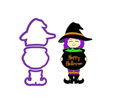 3 Piece Witch Holding Cauldron Cookie Cutter Set - Halloween Cookie Cutters