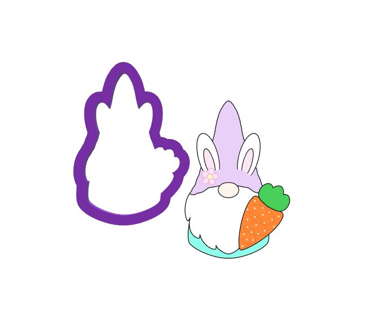 Bunny Gnome Holding Carrot Cookie Cutter - Easter Cookie Cutter