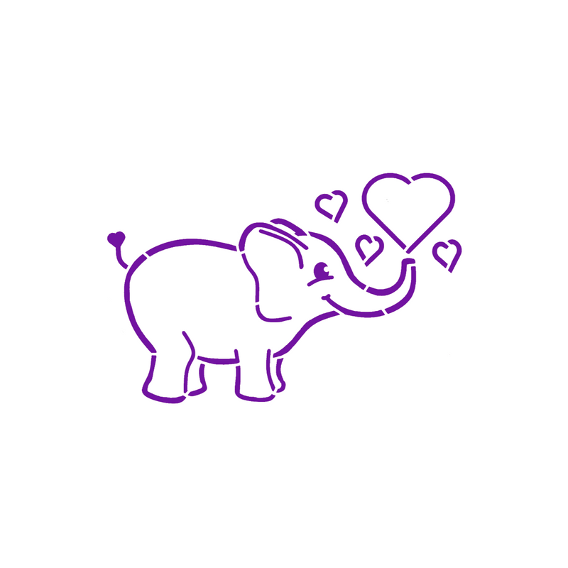 Elephant With Hearts Stencil - Valentine&
